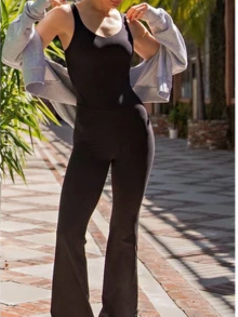 Wilo Black Scoop Neck Flare Jumpsuit